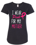 Women Black Short Sleeves Tee | LooneyDragon | I Wear Pink for my Mother