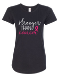 Women Black Short Sleeves Tee | LooneyDragon | Stronger Than Cancer