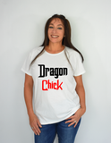 Women White Short Sleeves Tee | LooneyDragon | Dragon Chick