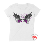 Women White Short Sleeves Tee | LooneyDragon | Proud Asexual Wings