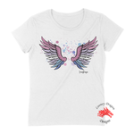 Women White Short Sleeves Tee | LooneyDragon | Proud Bigender Wings