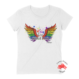 Women White Short Sleeves Tee | LooneyDragon | Con Orgullo Alas de Arcoiris