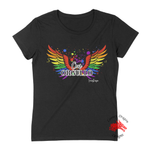 Women White Short Sleeves Tee | LooneyDragon | Con Orgullo Alas de Arcoiris