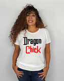 Women White Short Sleeves Tee | LooneyDragon | Dragon Chick