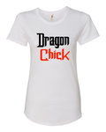 Women White Short Sleeves Tee | LooneyDragon | Dragon Chick