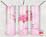 20oz Skinny Tumbler | LooneyDragonDesigns | Soy Sobreviviente Cancer Awareness