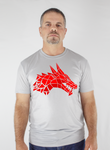 Men Silver Short Sleeves Tee | LooneyDragon | Red Dragon